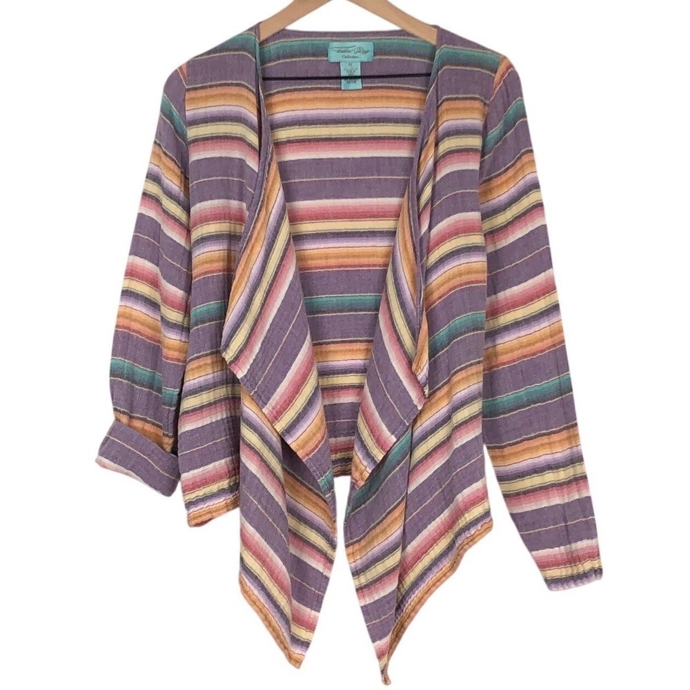TASHA POLIZZI Collection Cotton Gauze Waterfall Open Cardigan Sz M Southwestern
